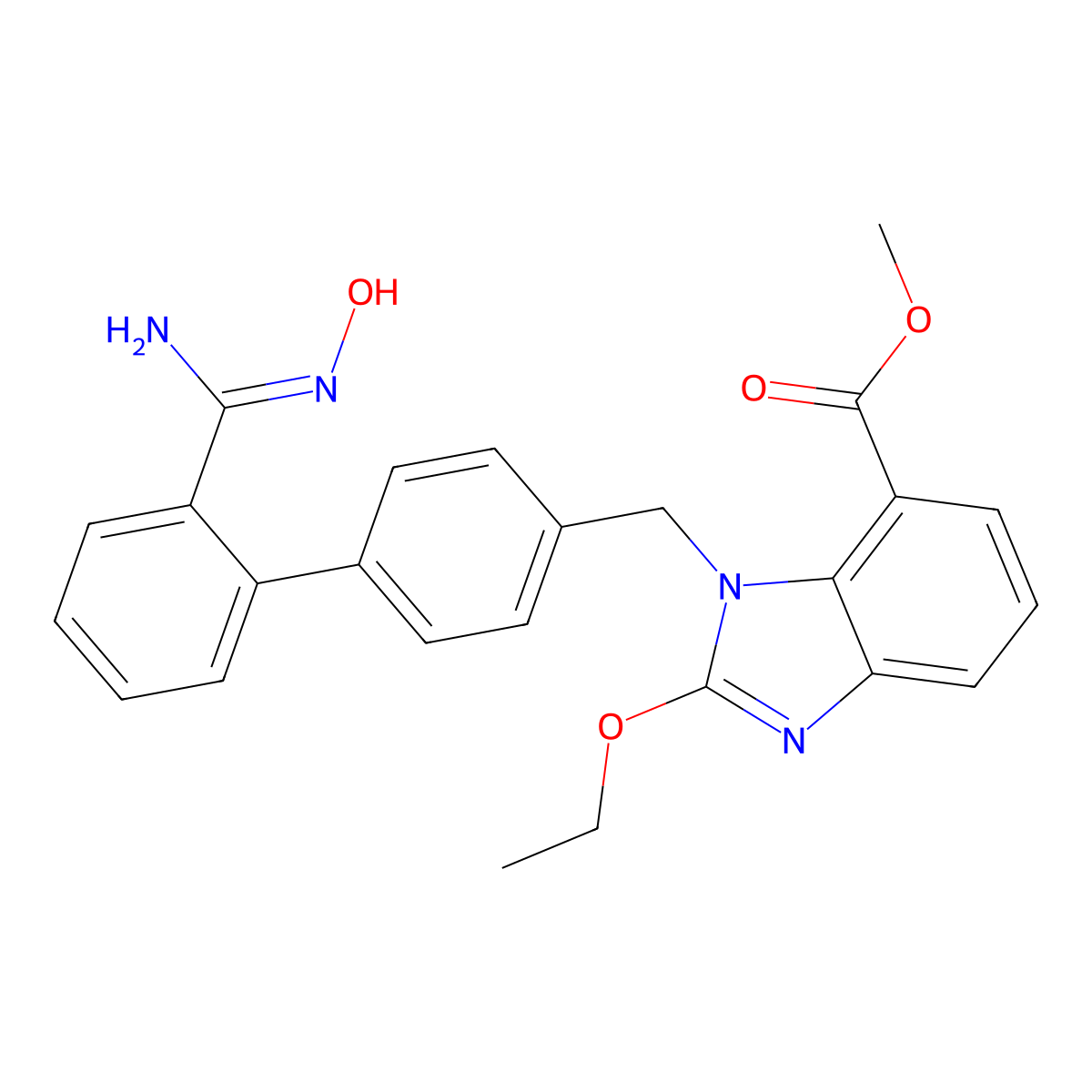 Methyl 2-ethoxy-1-((2'-(N-hydroxycarbamimidoyl)-[1,1'-biphenyl]-4-yl)methyl)-1H-benzo[d]imidazole-7-carboxylate molecular structure, CAS 147403-65-4