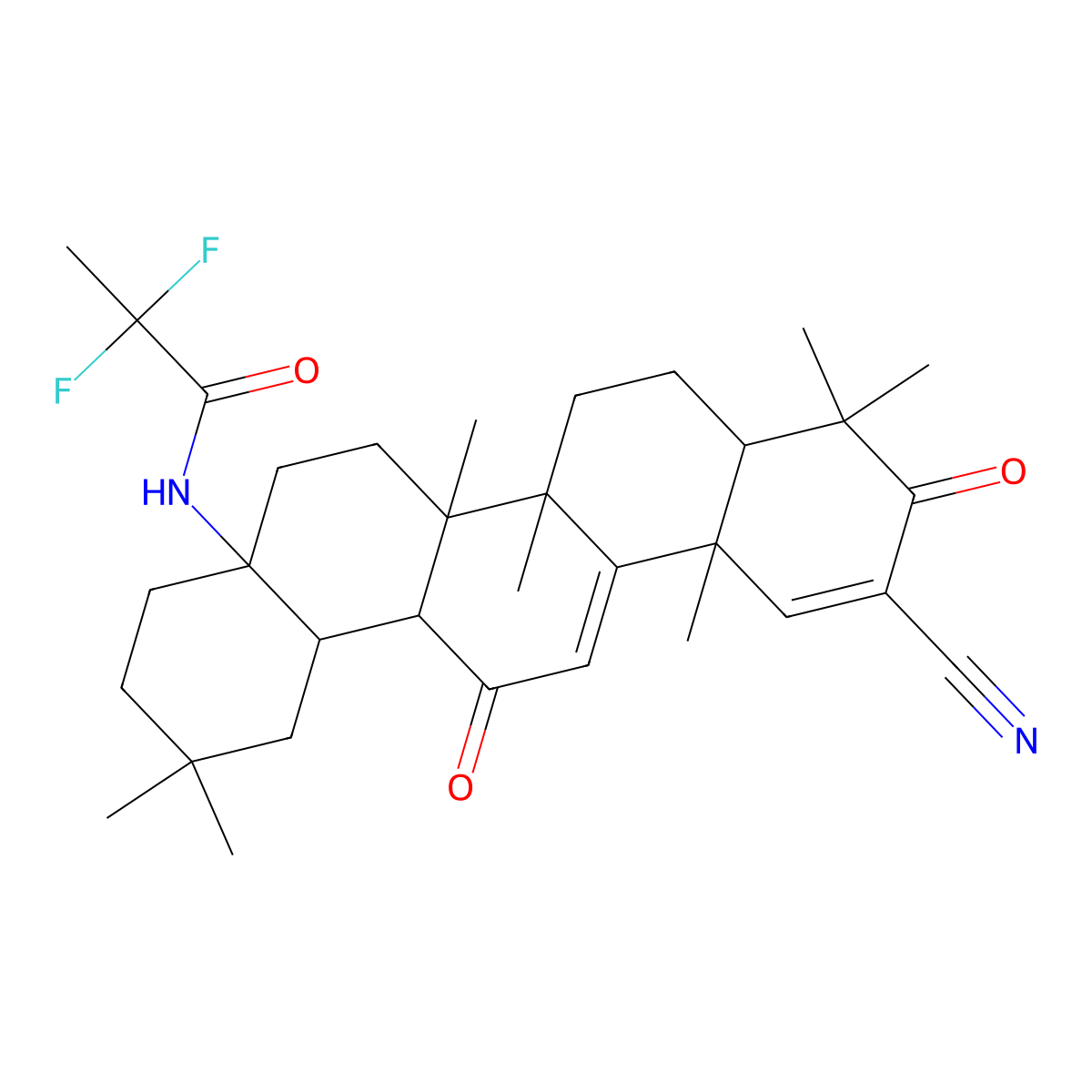N-(2-Cyano-3,12-dioxo-28-noroleana-1,9(11)-dien-17-yl)-2,2-difluoropropanamide molecular structure, CAS 1474034-05-3