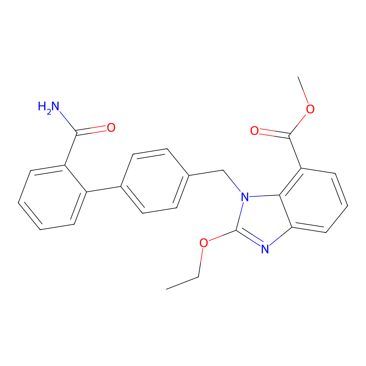 Methyl 1-((2'-carbamoyl-[1,1'-biphenyl]-4-yl)methyl)-2-ethoxy-1H-benzo[d]imidazole-7-carboxylate molecular structure, CAS 147404-76-0