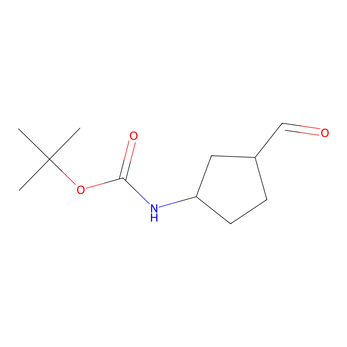 Tert-butyl ((1S,3R)-3-formylcyclopentyl)carbamate molecular structure, CAS 1474041-17-2