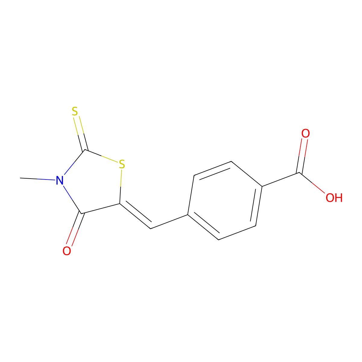 (Z)-4-((3-methyl-4-oxo-2-thioxothiazolidin-5-ylidene)methyl)benzoic acid molecular structure, CAS 1474053-19-4