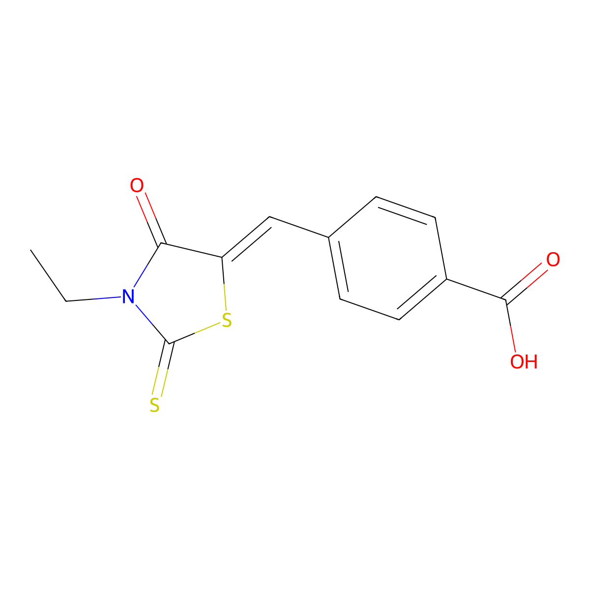 4-[(3-Ethyl-4-oxo-2-thioxo-1,3-thiazolidin-5-ylidene)methyl]benzoic acid molecular structure, CAS 1474053-20-7