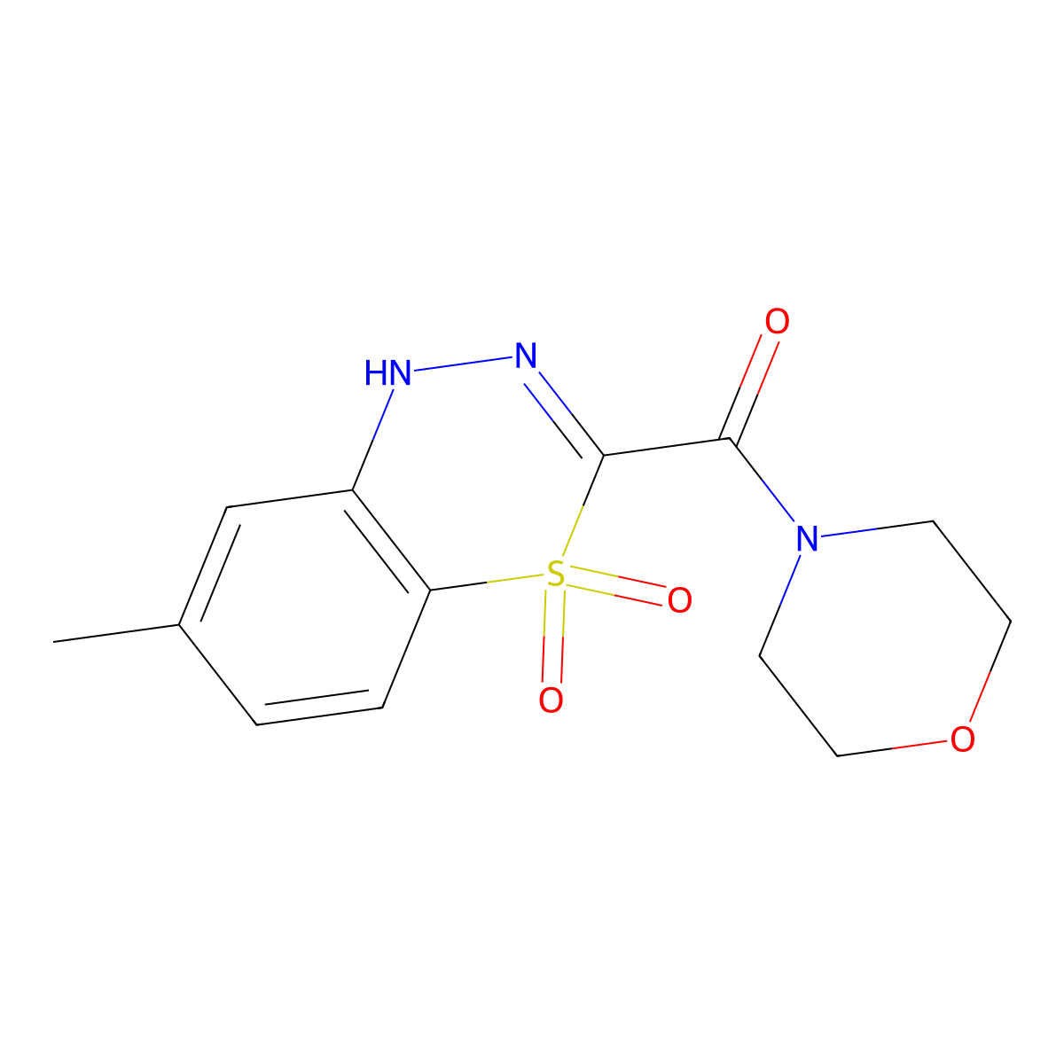 (7-methyl-4,4-dioxido-1H-4,1,2-benzothiadiazin-3-yl)(morpholin-4-yl)methanone molecular structure, CAS 1474055-37-2