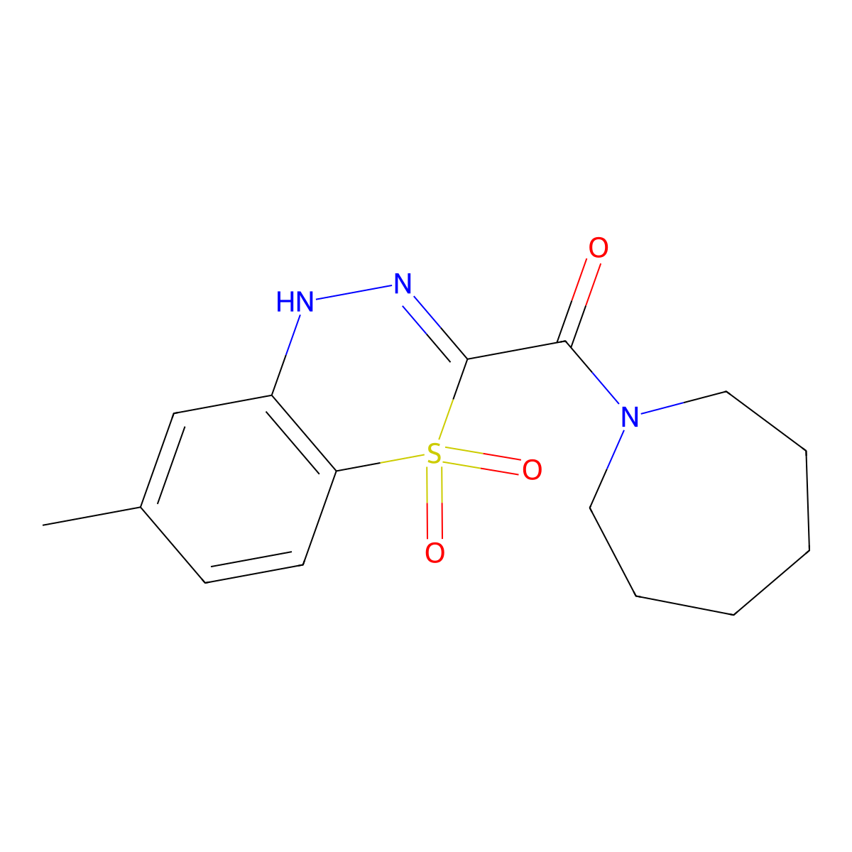 azepan-1-yl(7-methyl-4,4-dioxido-1H-4,1,2-benzothiadiazin-3-yl)methanone molecular structure, CAS 1474056-81-9
