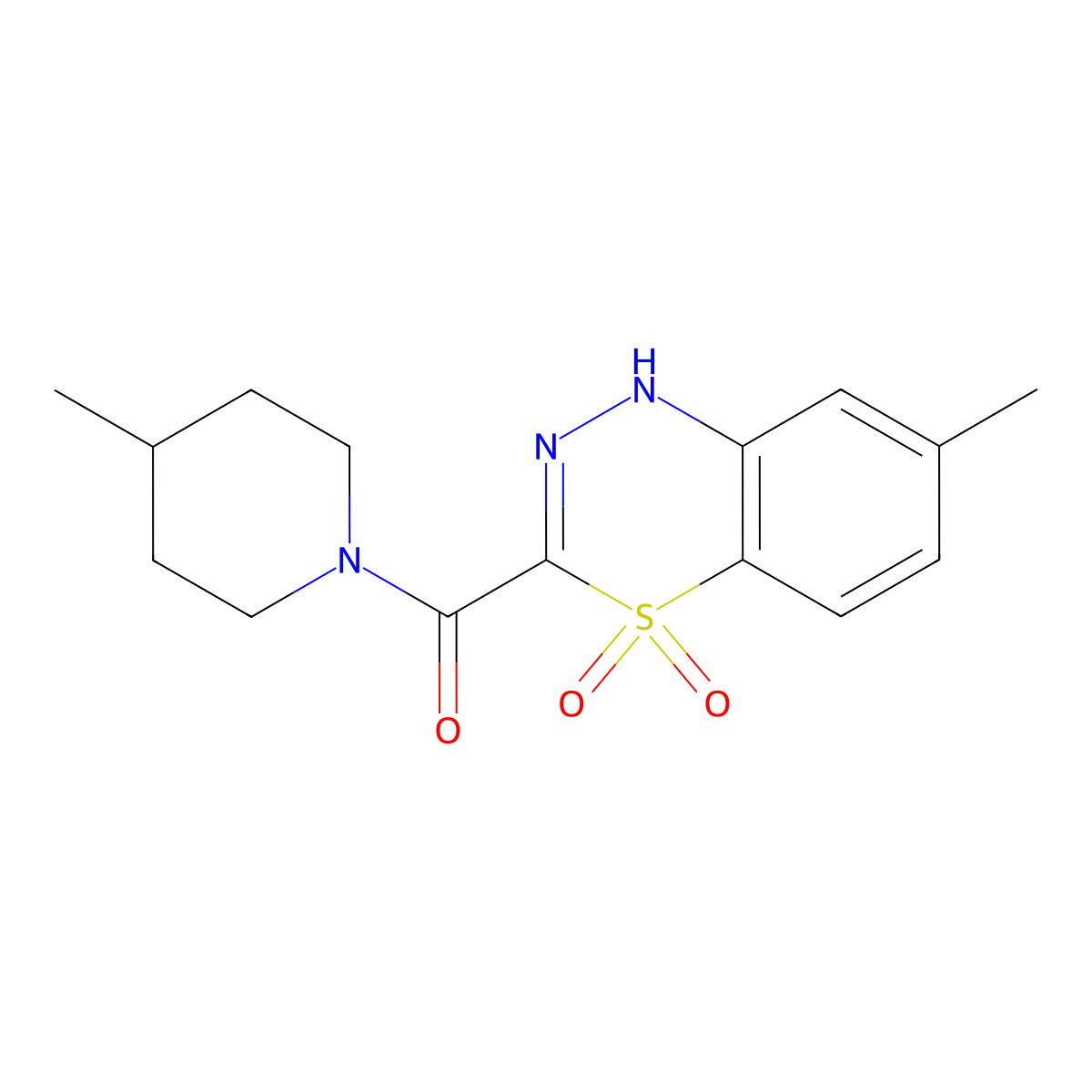 7-methyl-3-[(4-methylpiperidin-1-yl)carbonyl]-1H-4,1,2-benzothiadiazine 4,4-dioxide molecular structure, CAS 1474056-83-1
