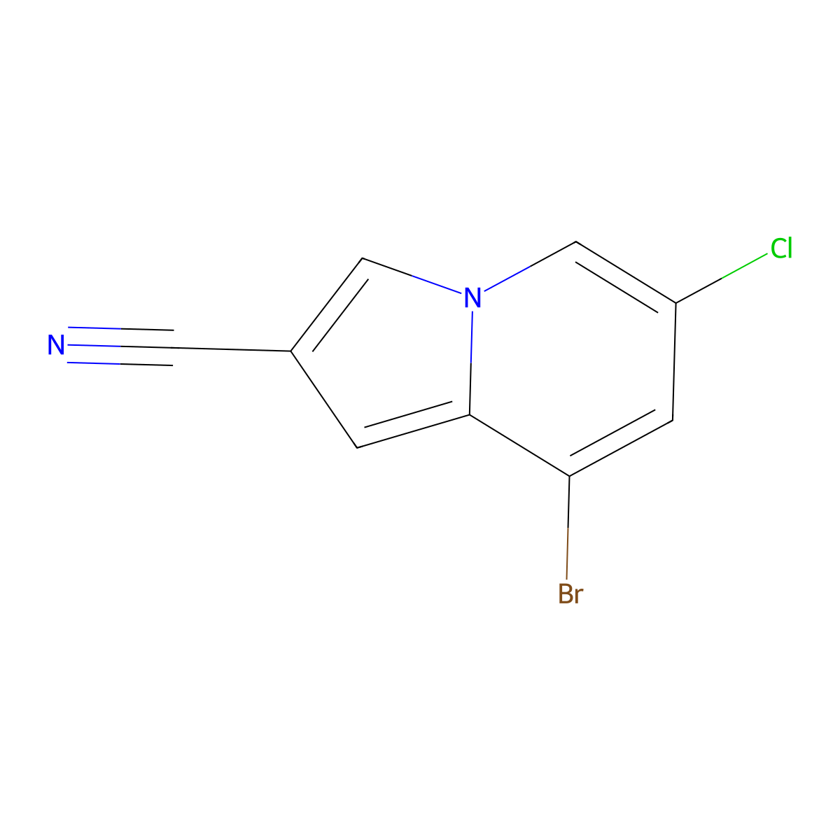 8-Bromo-6-chloroindolizine-2-carbonitrile molecular structure, CAS 1474057-48-1