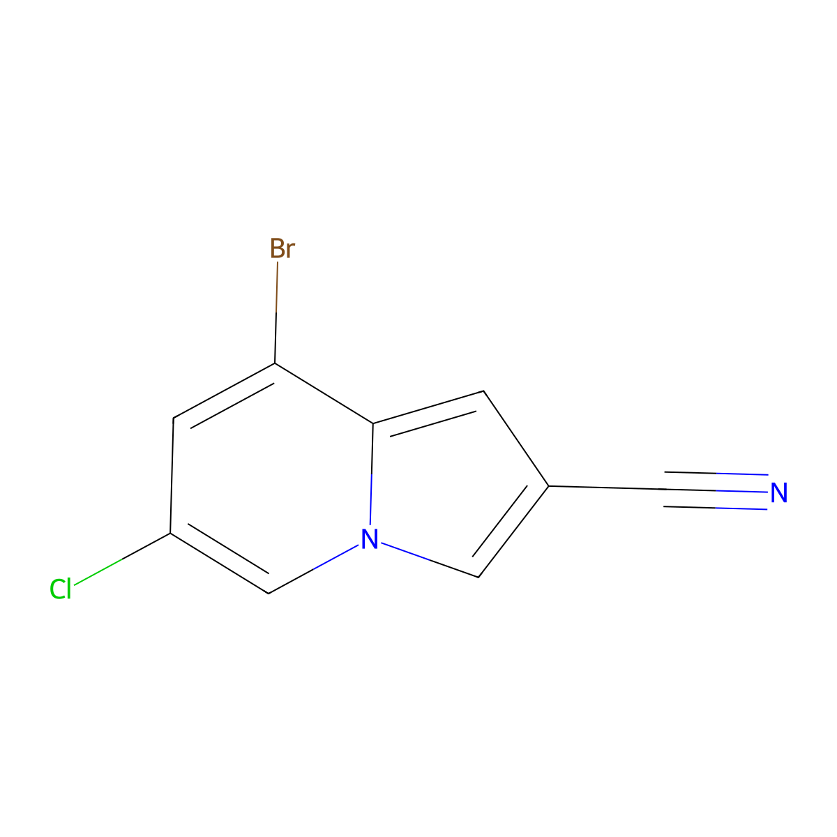 8-Bromo-6-chloroindolizine-2-carbonitrile molecular structure, CAS 1474057-48-1