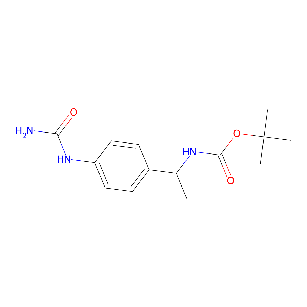 tert-butyl N-{1-[4-(carbamoylamino)phenyl]ethyl}carbamate molecular structure, CAS 1474070-57-9