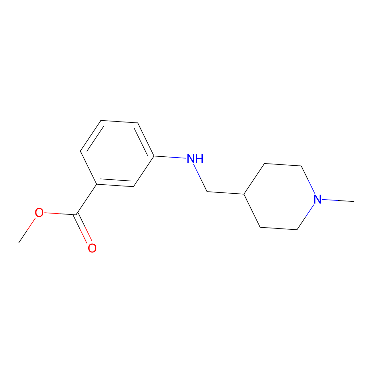 Methyl 3-{[(1-methylpiperidin-4-yl)methyl]amino}benzoate molecular structure, CAS 1474094-16-0