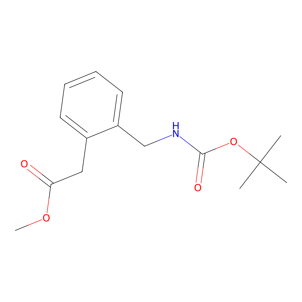 Methyl 2-(2-(((tert-butoxycarbonyl)amino)methyl)phenyl)acetate molecular structure, CAS 147410-31-9