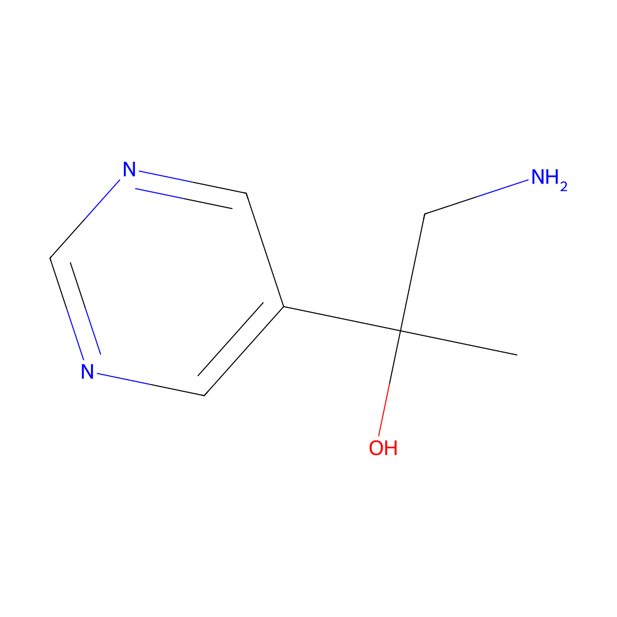 1-Amino-2-(pyrimidin-5-yl)propan-2-ol molecular structure, CAS 1474107-62-4