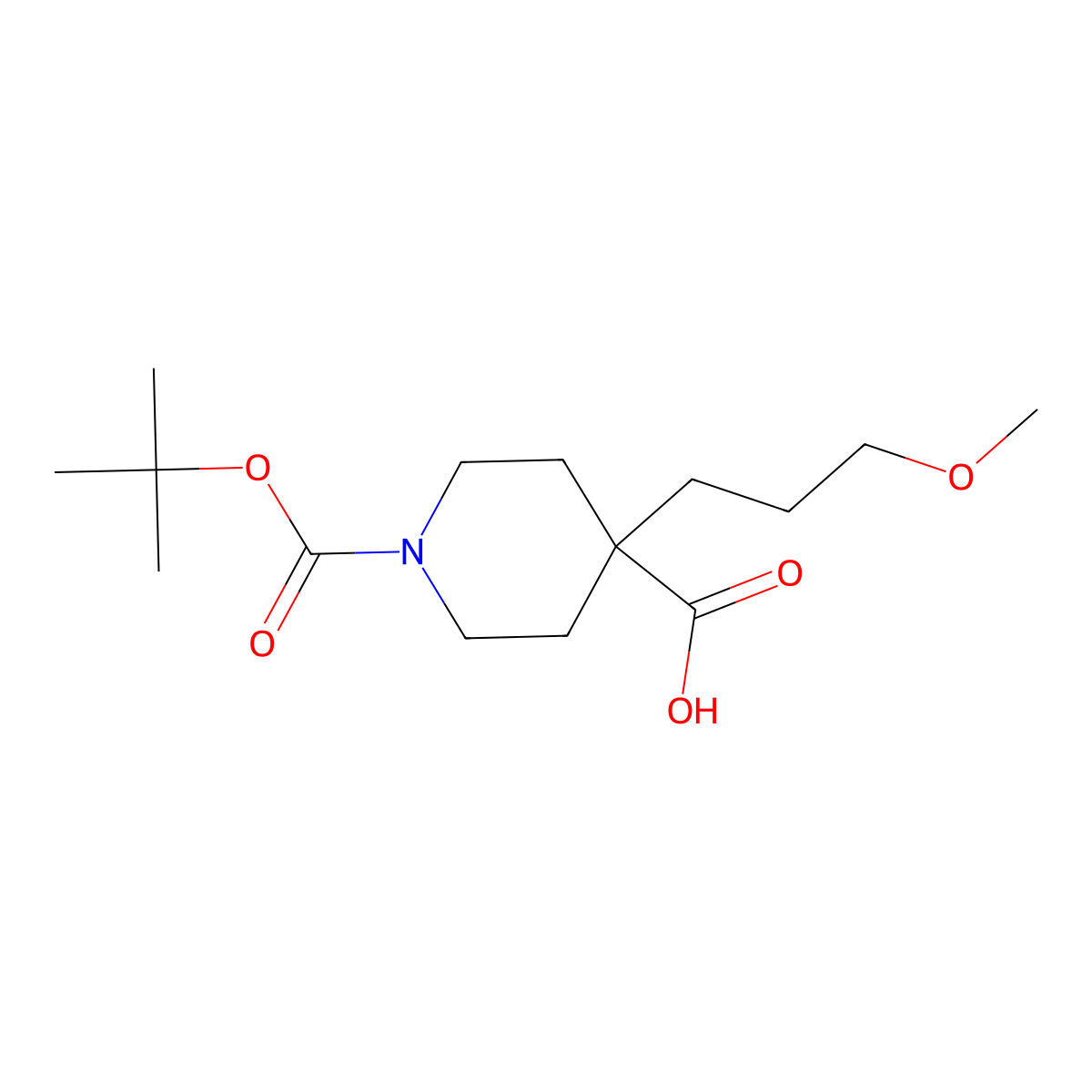 1-[(tert-Butoxy)carbonyl]-4-(3-methoxypropyl)piperidine-4-carboxylic acid molecular structure, CAS 1474108-06-9