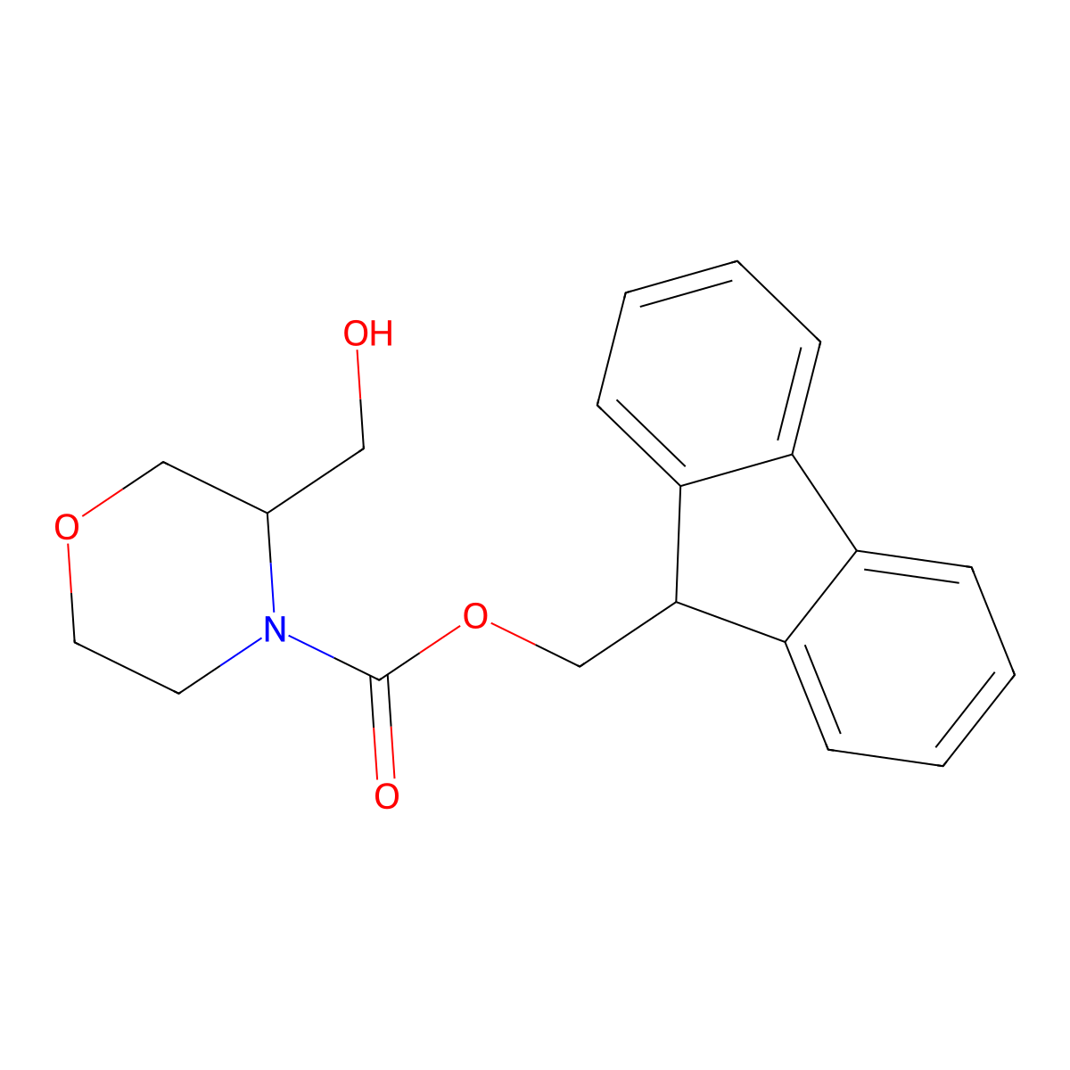 (9H-fluoren-9-yl)methyl 3-(hydroxymethyl)morpholine-4-carboxylate molecular structure, CAS 1474110-28-5