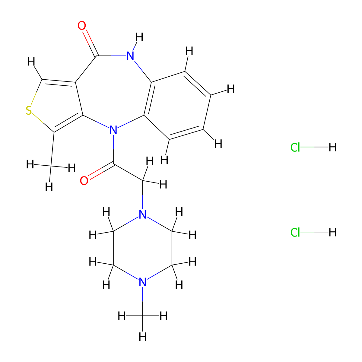 Telenzepine dihydrochloride molecular structure, CAS 147416-96-4