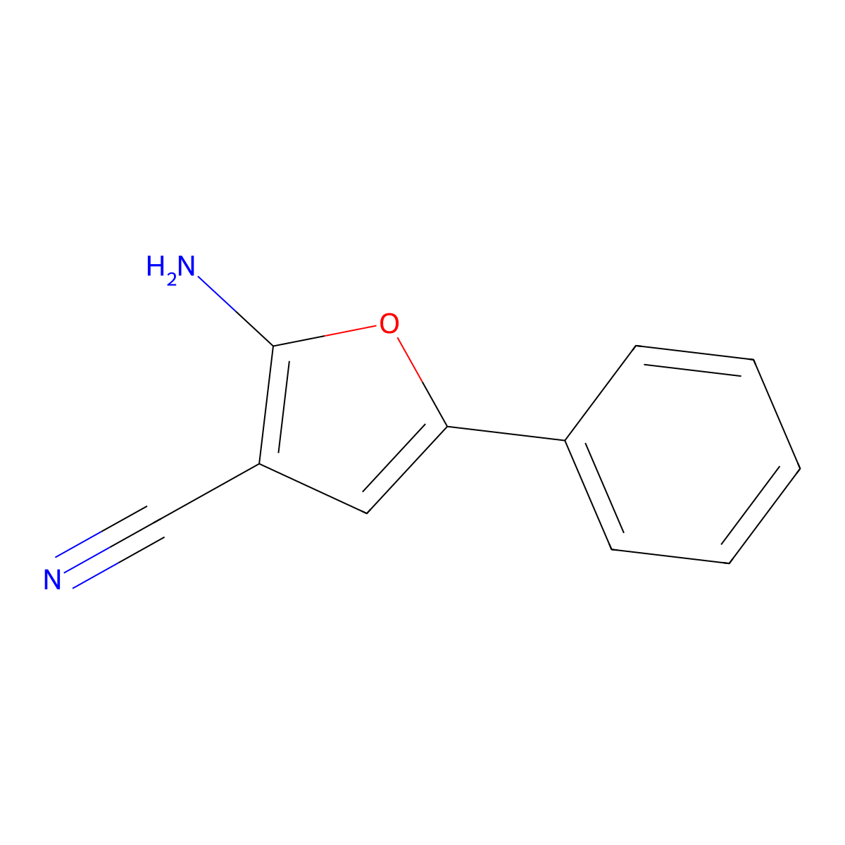 2-Amino-5-phenylfuran-3-carbonitrile molecular structure, CAS 14742-32-6