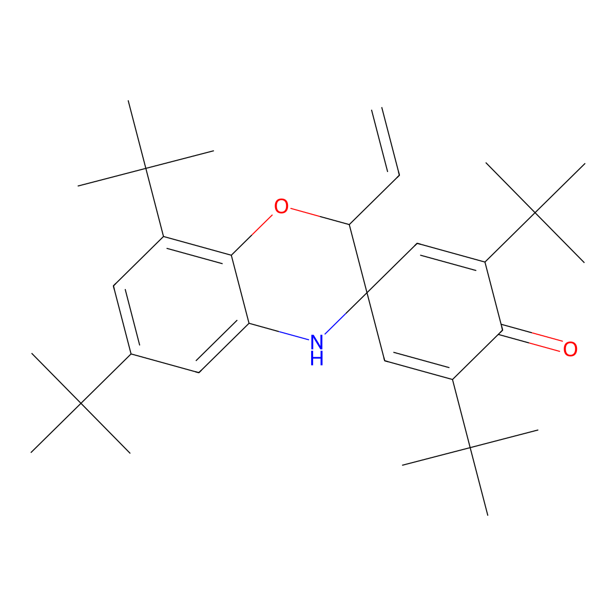 2',6,6',8-Tetratert-butyl-2-ethenylspiro[2,4-dihydro-1,4-benzoxazine-3,4'-cyclohexa-2,5-diene]-1'-one molecular structure, CAS 147424-21-3