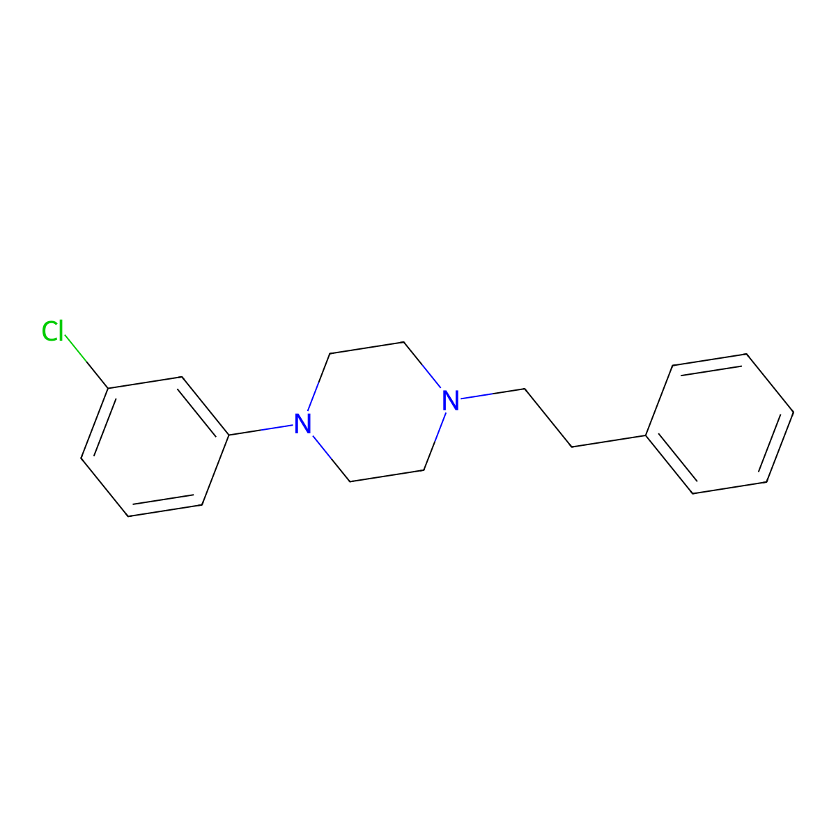 1-(3-Chlorophenyl)-4-(2-phenylethyl)piperazine molecular structure, CAS 147429-37-6
