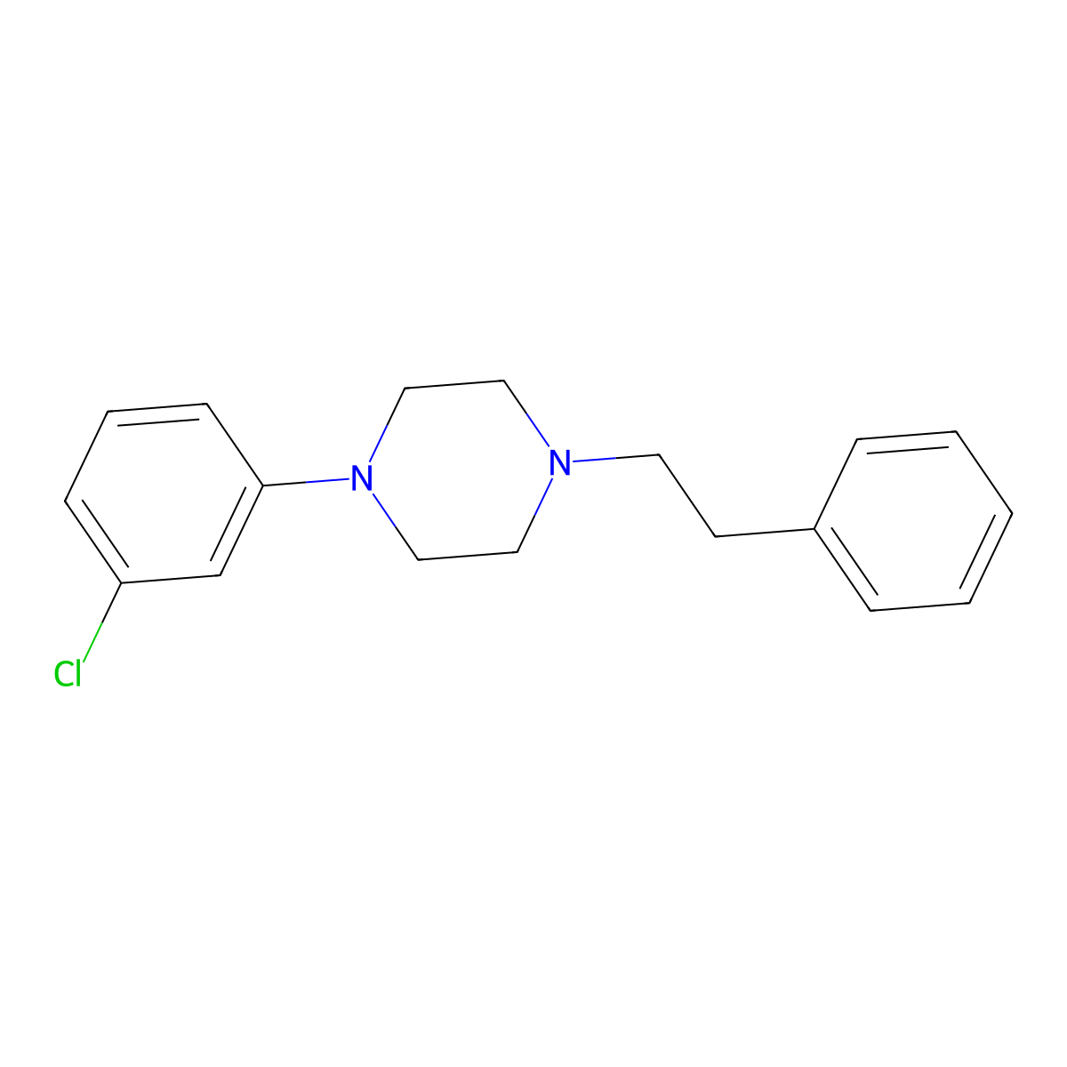 1-(3-Chlorophenyl)-4-(2-phenylethyl)piperazine molecular structure, CAS 147429-37-6