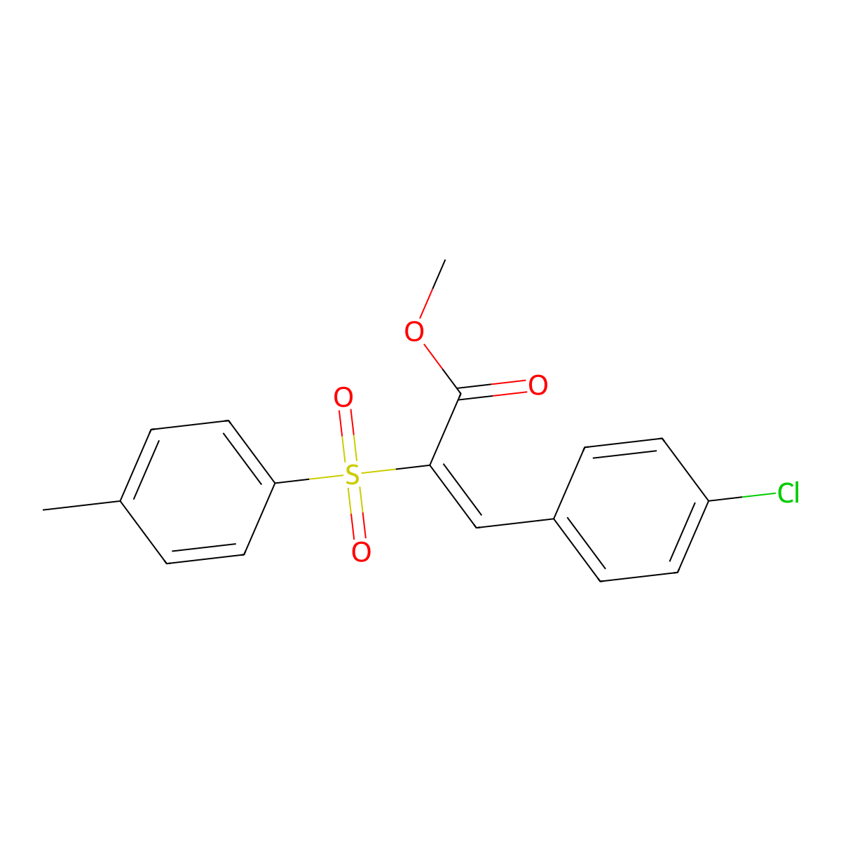 methyl (E)-3-(4-chlorophenyl)-2-(4-methylphenyl)sulfonylprop-2-enoate molecular structure, CAS 147435-97-0