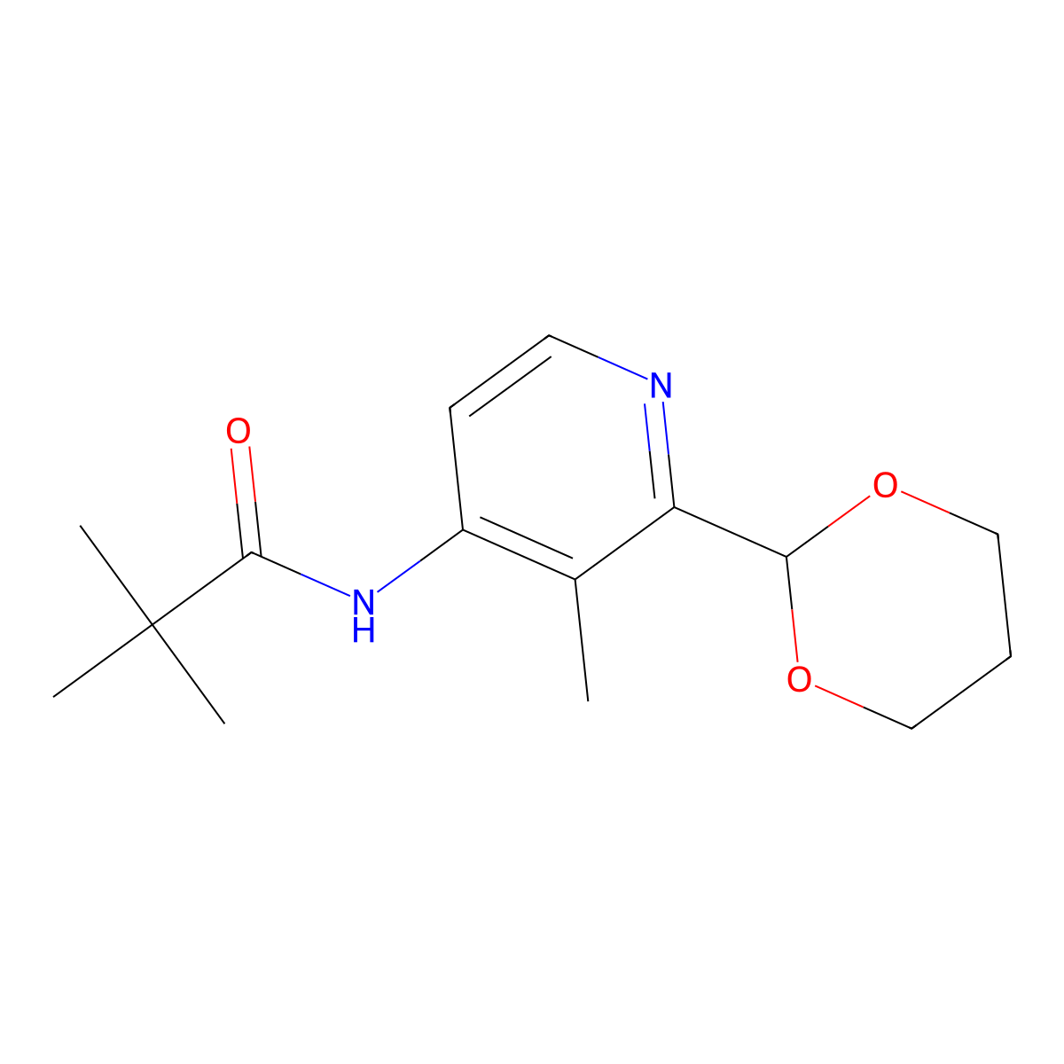 N-(2-(1,3-dioxan-2-yl)-3-methylpyridin-4-yl)pivalamide molecular structure, CAS 147440-92-4
