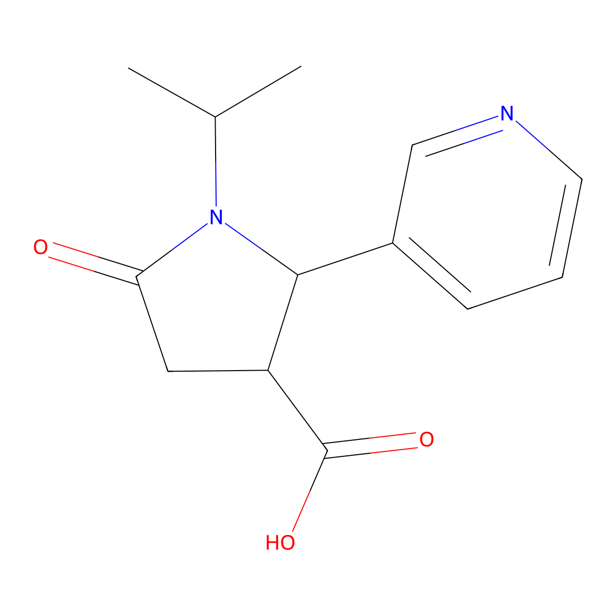 1-Isopropyl-5-oxo-2-(pyridin-3-yl)pyrrolidine-3-carboxylic acid molecular structure, CAS 147451-99-8