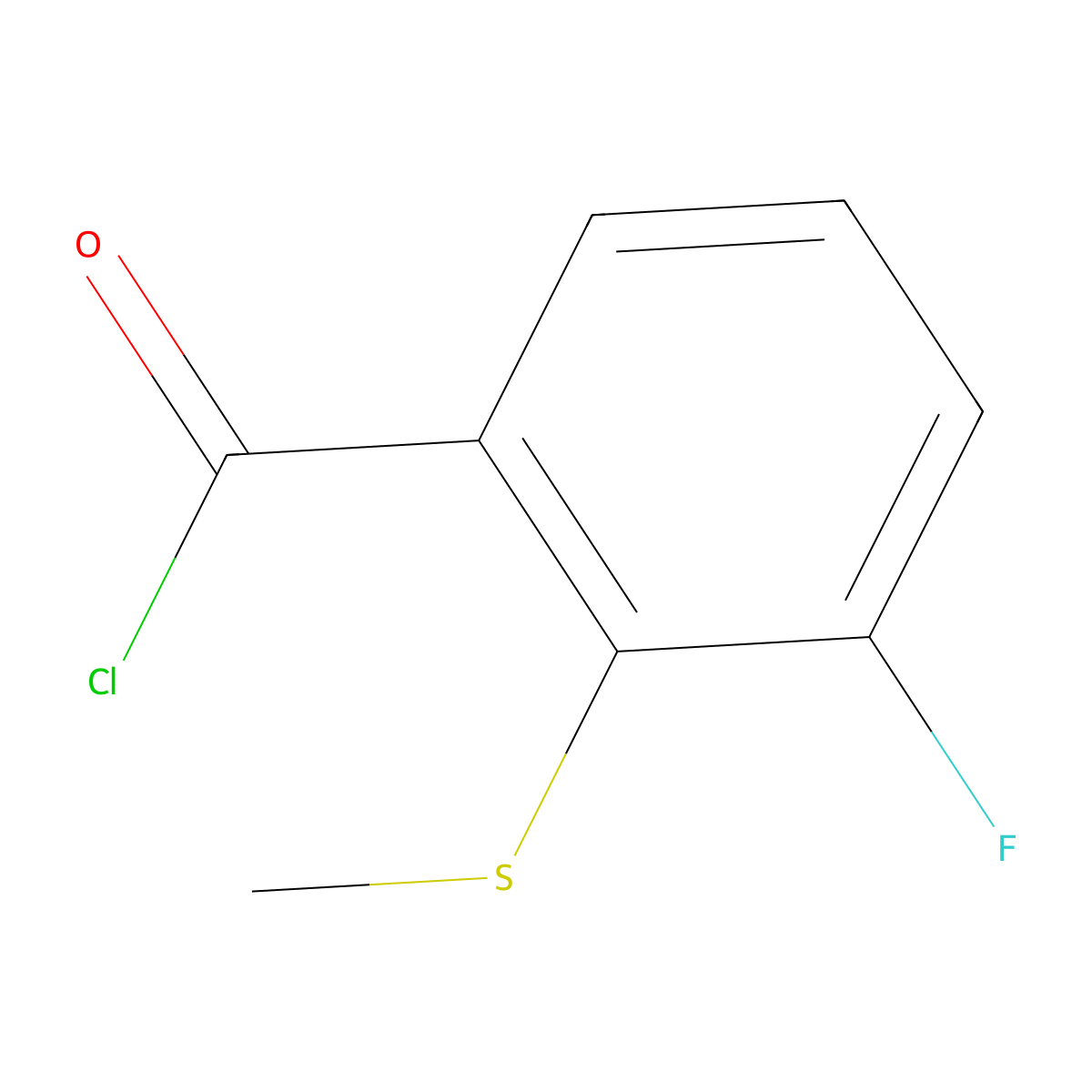 3-Fluoro-2-(methylsulfanyl)benzoyl chloride molecular structure, CAS 147460-54-6