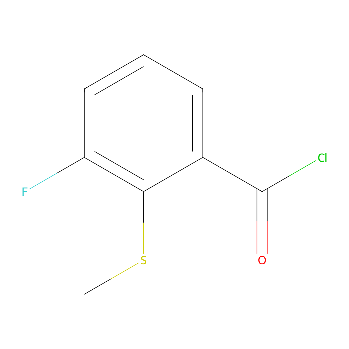 3-Fluoro-2-(methylsulfanyl)benzoyl chloride molecular structure, CAS 147460-54-6