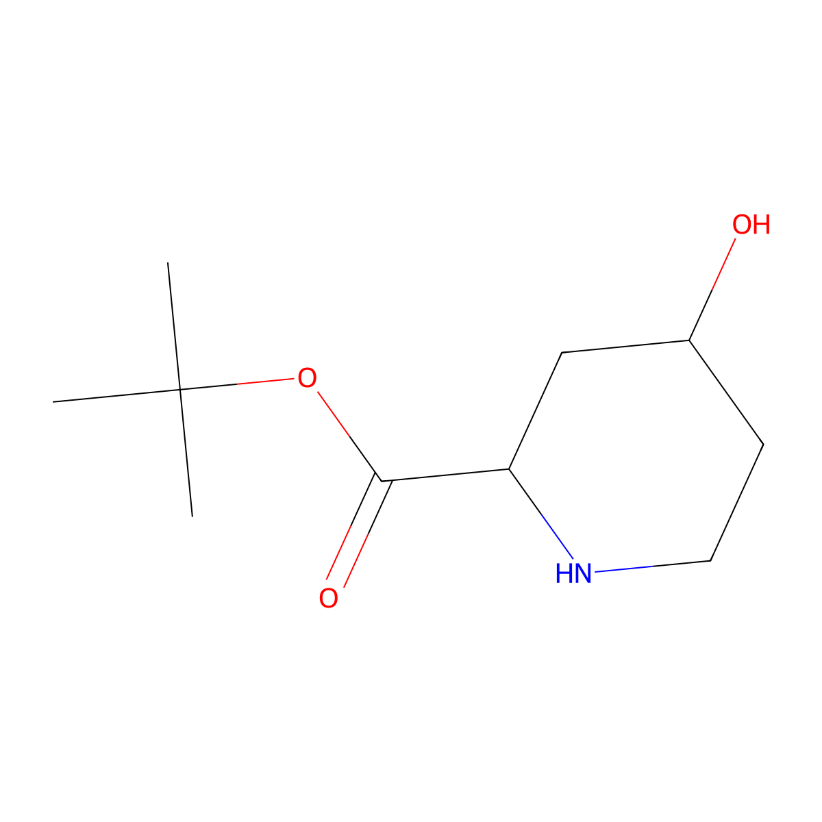 rac-tert-butyl (2R,4R)-4-hydroxypiperidine-2-carboxylate molecular structure, CAS 147489-34-7