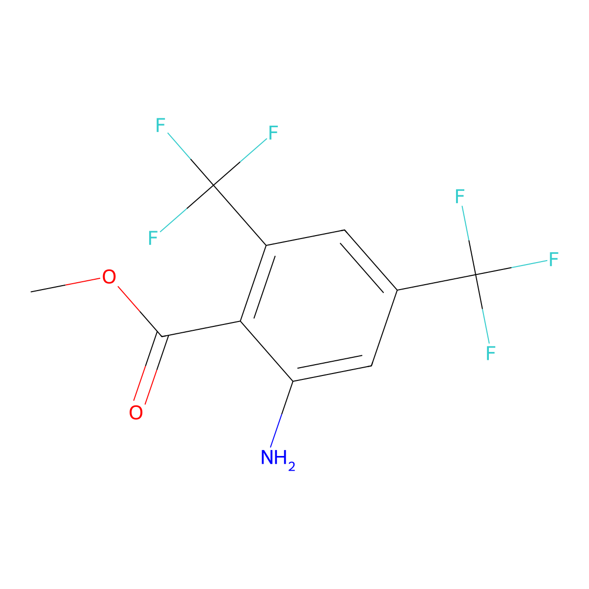 Methyl 2-amino-4,6-bis(trifluoromethyl)benzoate molecular structure, CAS 147494-42-6