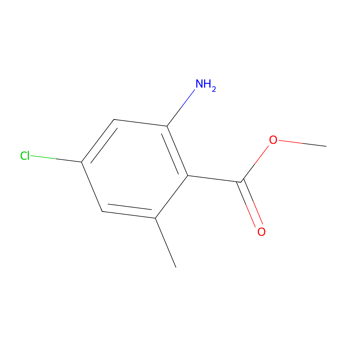 Methyl 2-amino-4-chloro-6-methylbenzoate molecular structure, CAS 147494-65-3