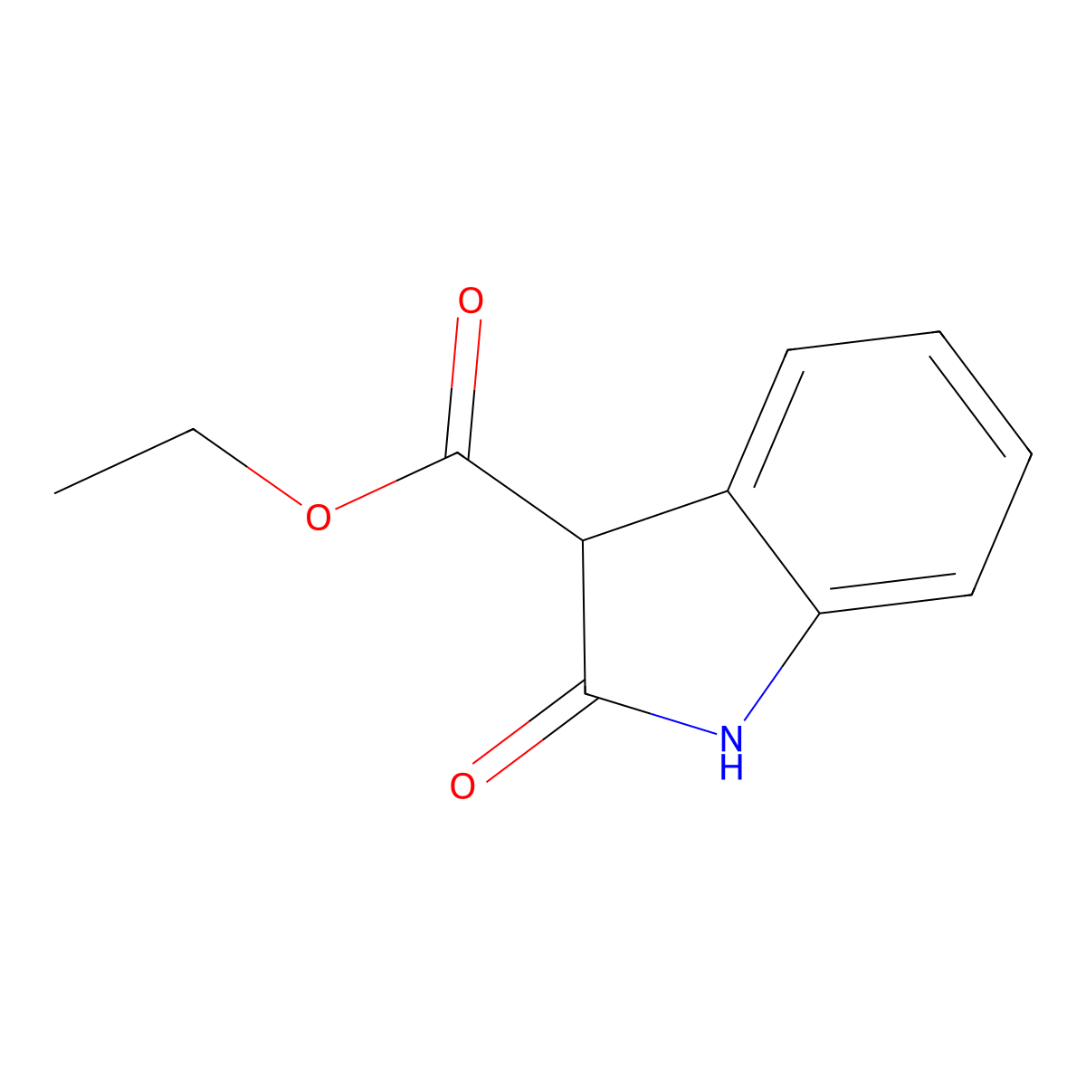 ethyl 2-oxo-2,3-dihydro-1H-indole-3-carboxylate molecular structure, CAS 14750-16-4