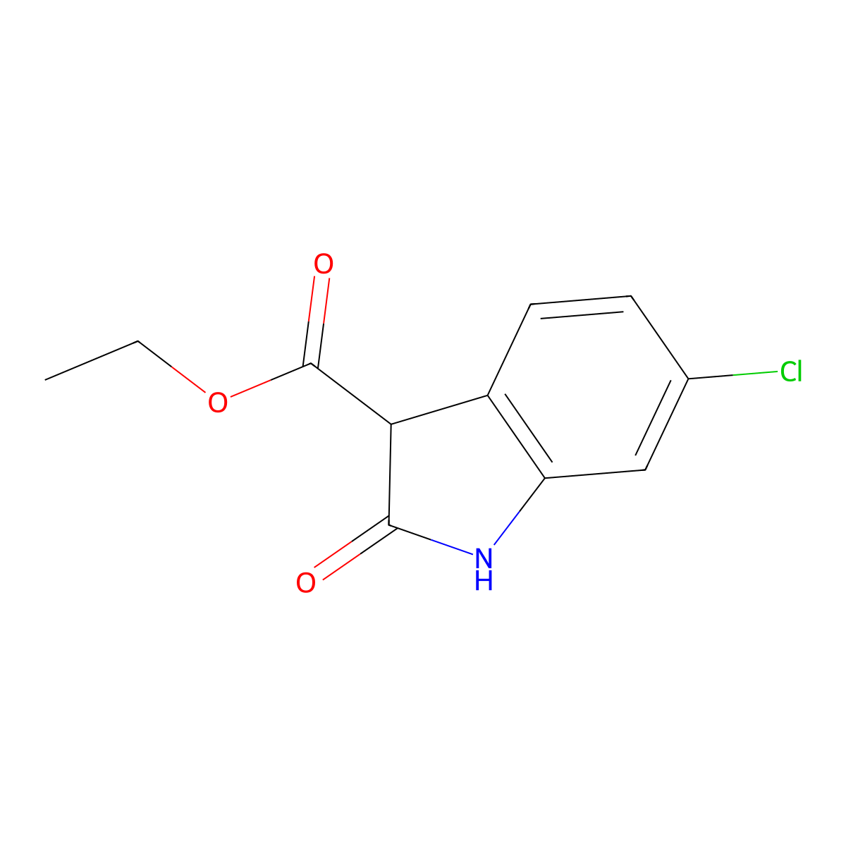 Ethyl 6-chlorooxoindoline-3-carboxylate molecular structure, CAS 14750-18-6