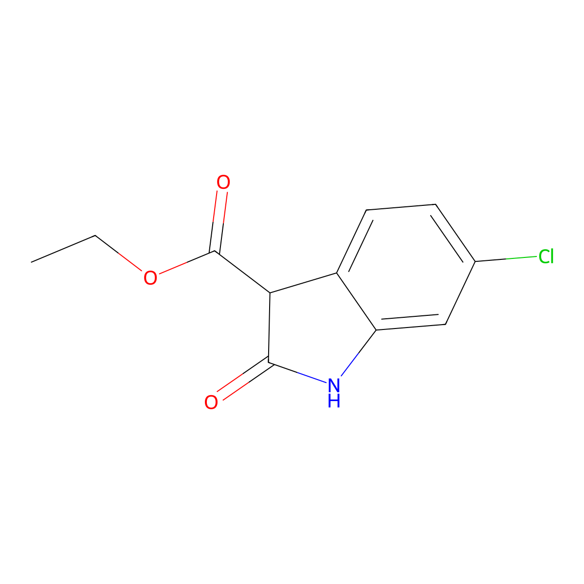 Ethyl 6-chlorooxoindoline-3-carboxylate molecular structure, CAS 14750-18-6