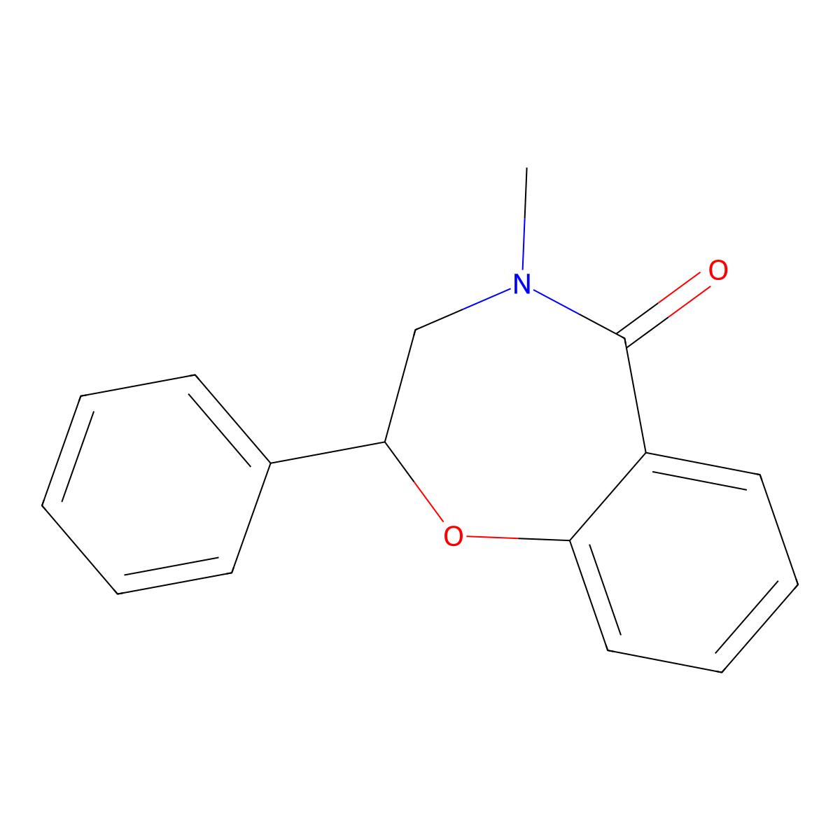 4-Methyl-2-phenyl-2,3,4,5-tetrahydro-1,4-benzoxazepin-5-one molecular structure, CAS 147502-27-0