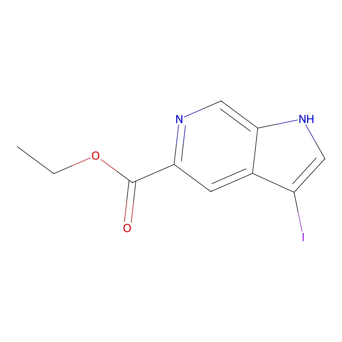 Ethyl 3-iodo-1H-pyrrolo[2,3-C]pyridine-5-carboxylate molecular structure, CAS 147503-88-6