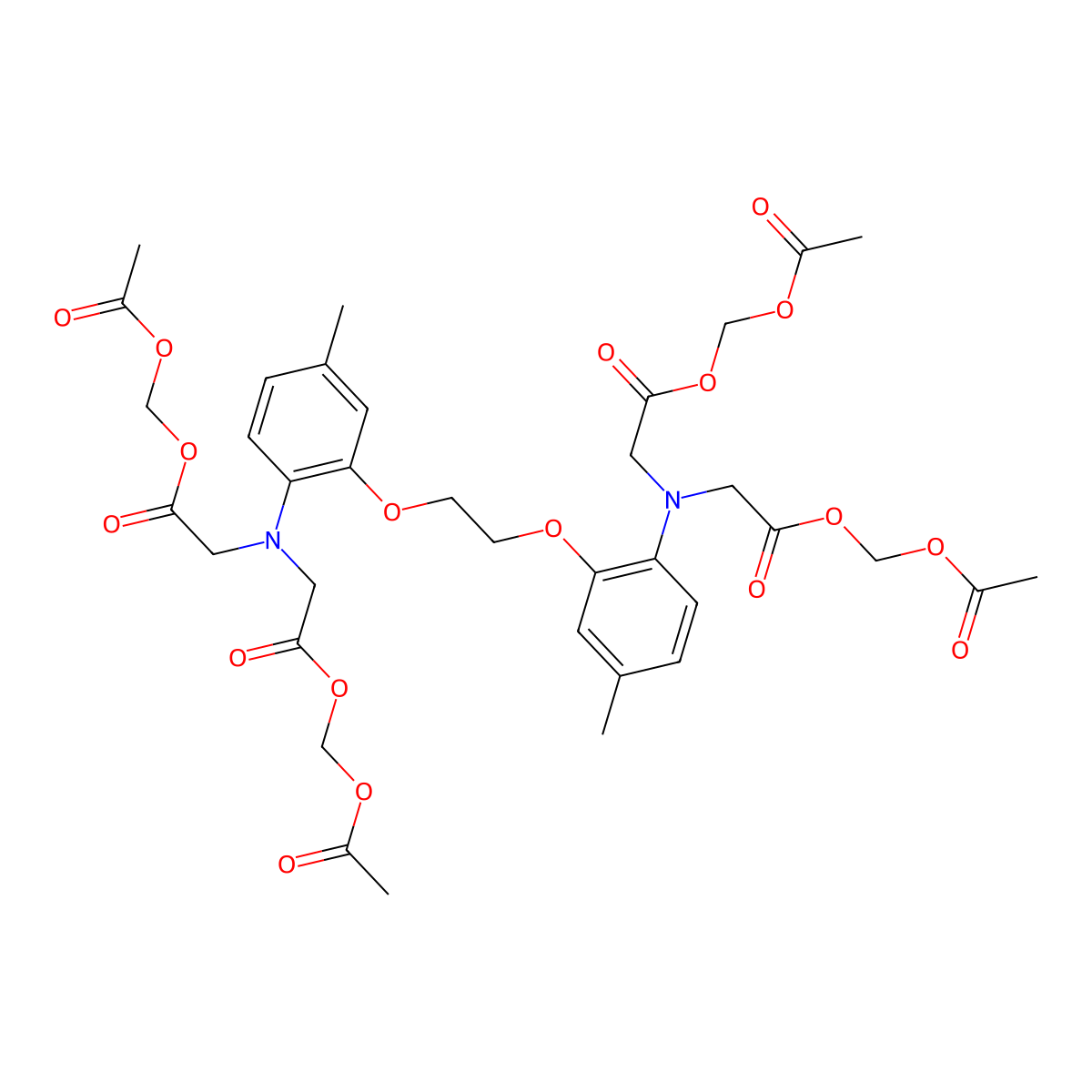 1,2-Bis(2-amino-5-methylphenoxy)ethane-N,N,N',N'-tetraacetic acid tetrakis(acetoxymethyl) ester molecular structure, CAS 147504-94-7