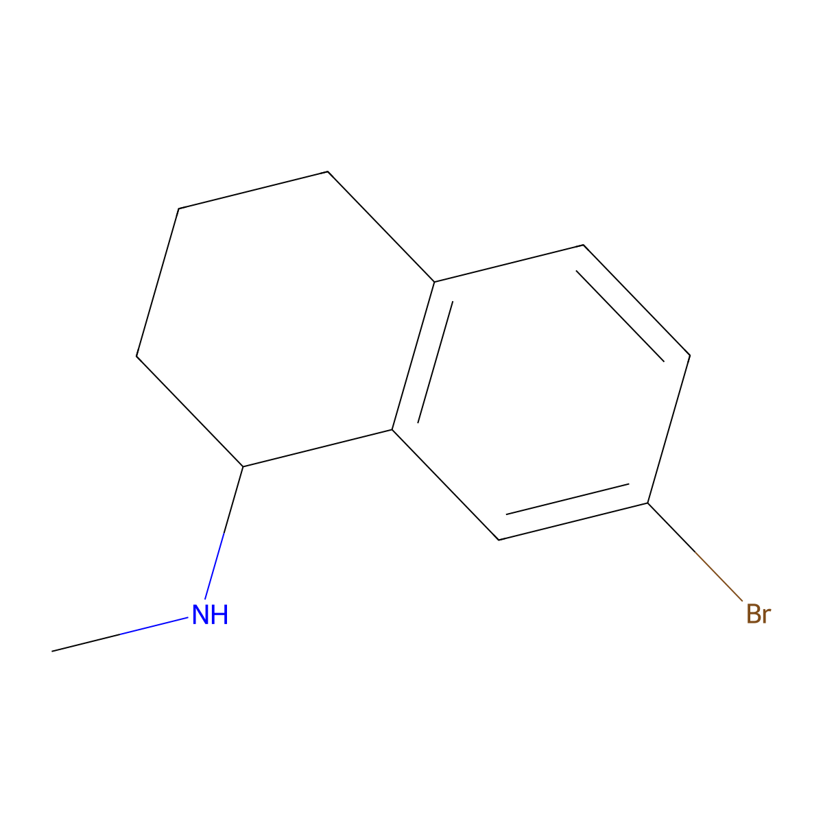 (7-Bromo-1,2,3,4-tetrahydro-naphthalen-1-yl)-methyl-amine molecular structure, CAS 147514-83-8