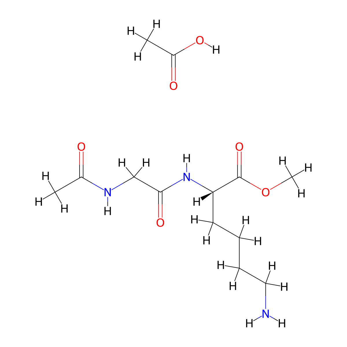 L-Lysine, N-acetylglycyl-, methyl ester, acetate (1:1) molecular structure, CAS 14752-92-2