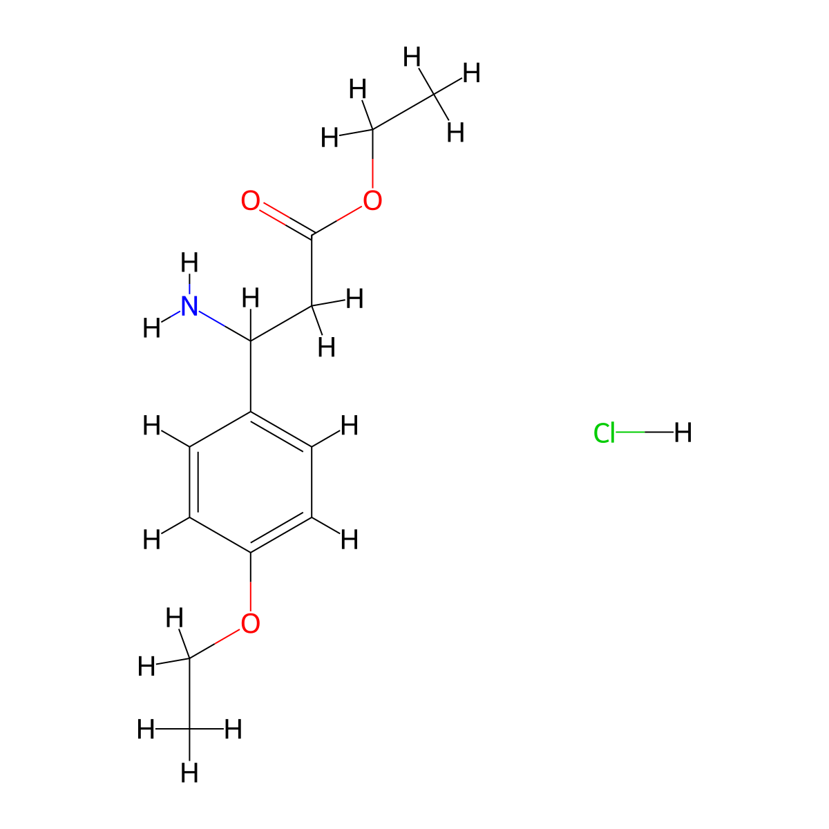 Ethyl 3-amino-3-(4-ethoxyphenyl)propanoate hydrochloride molecular structure, CAS 147524-76-3