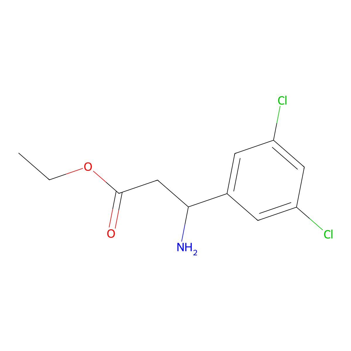Ethyl 3-amino-3-(3,5-dichlorophenyl)propanoate molecular structure, CAS 147524-80-9
