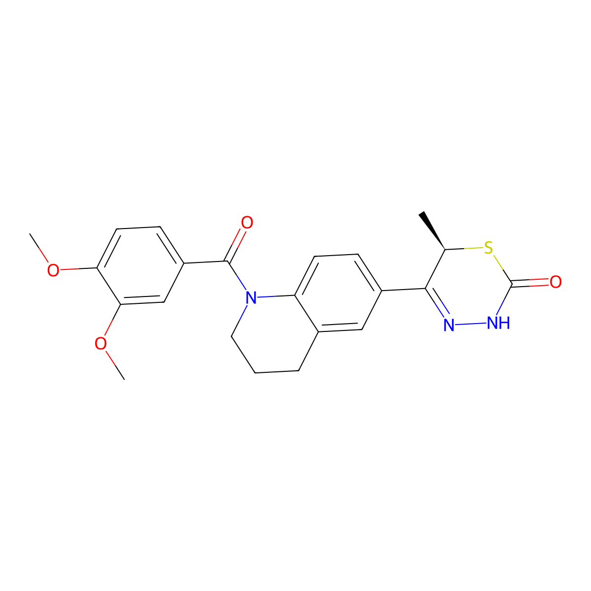 5-(1-(3,4-Dimethoxy-Benzoyl)-1,2,3,4-Tetrahydro-Quinolin-6-Yl)-6-Methyl-3,6-Dihydro-(1,3,4)Thiadiazin-2-One molecular structure, CAS 147527-31-9
