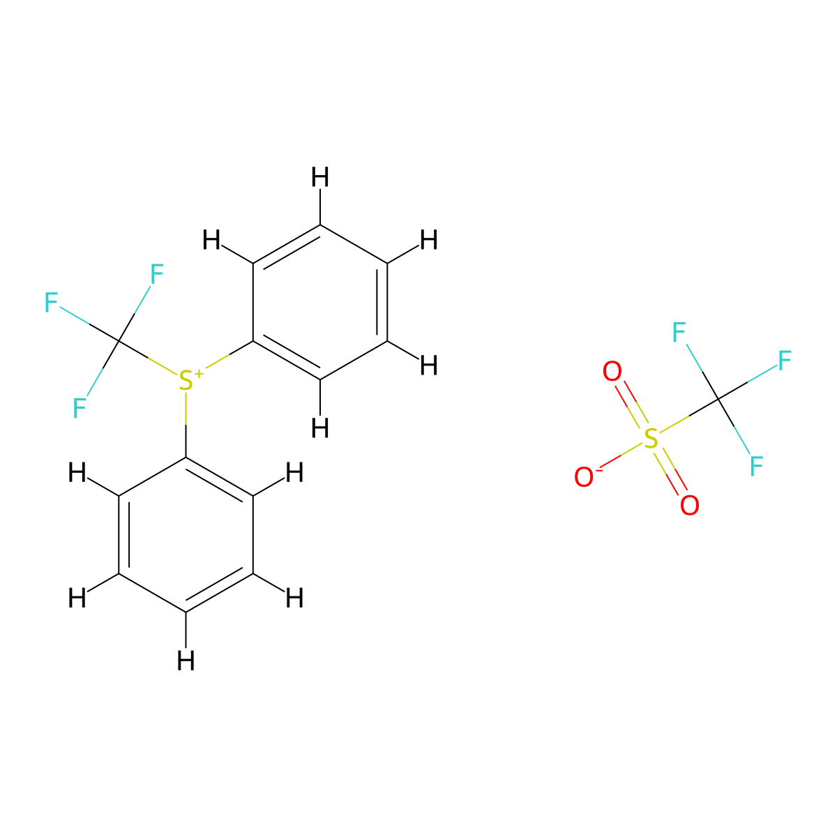 Diphenyl(trifluoromethyl)sulfanium trifluoromethanesulfonate molecular structure, CAS 147531-11-1