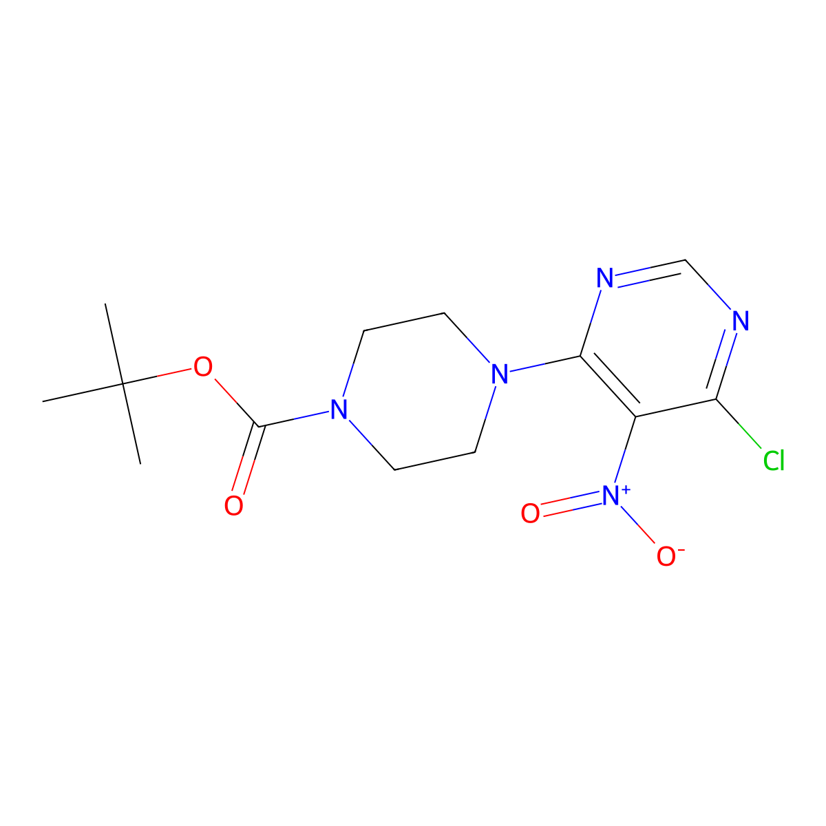 1-Boc-4-(6-Chloro-5-nitro-4-pyrimidinyl)piperazine molecular structure, CAS 147539-23-9