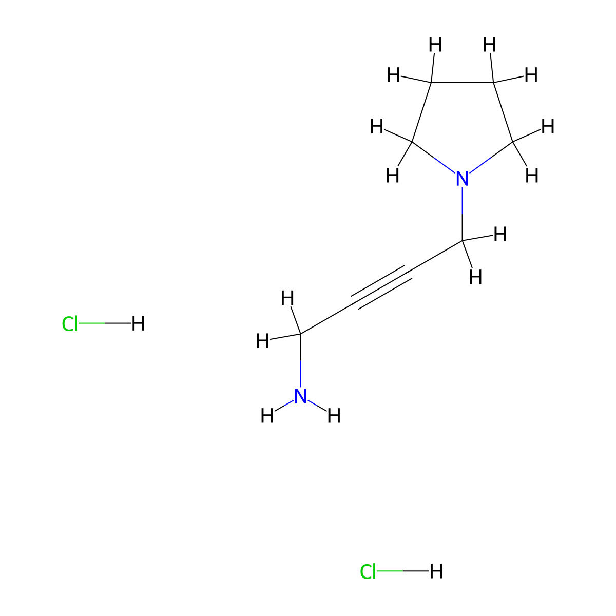 (4-Pyrrolidin-1-ylbut-2-yn-1-yl)amine dihydrochloride molecular structure, CAS 147555-79-1