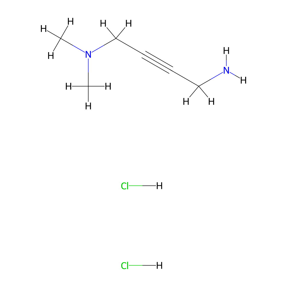 N,N-dimethylbut-2-yne-1,4-diamine dihydrochloride molecular structure, CAS 147555-80-4