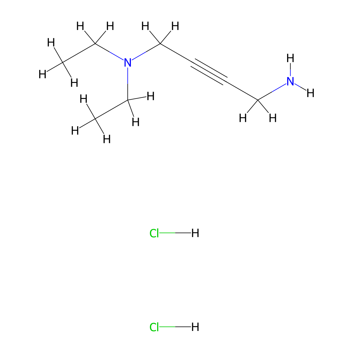 N,N-diethylbut-2-yne-1,4-diamine dihydrochloride molecular structure, CAS 147555-81-5