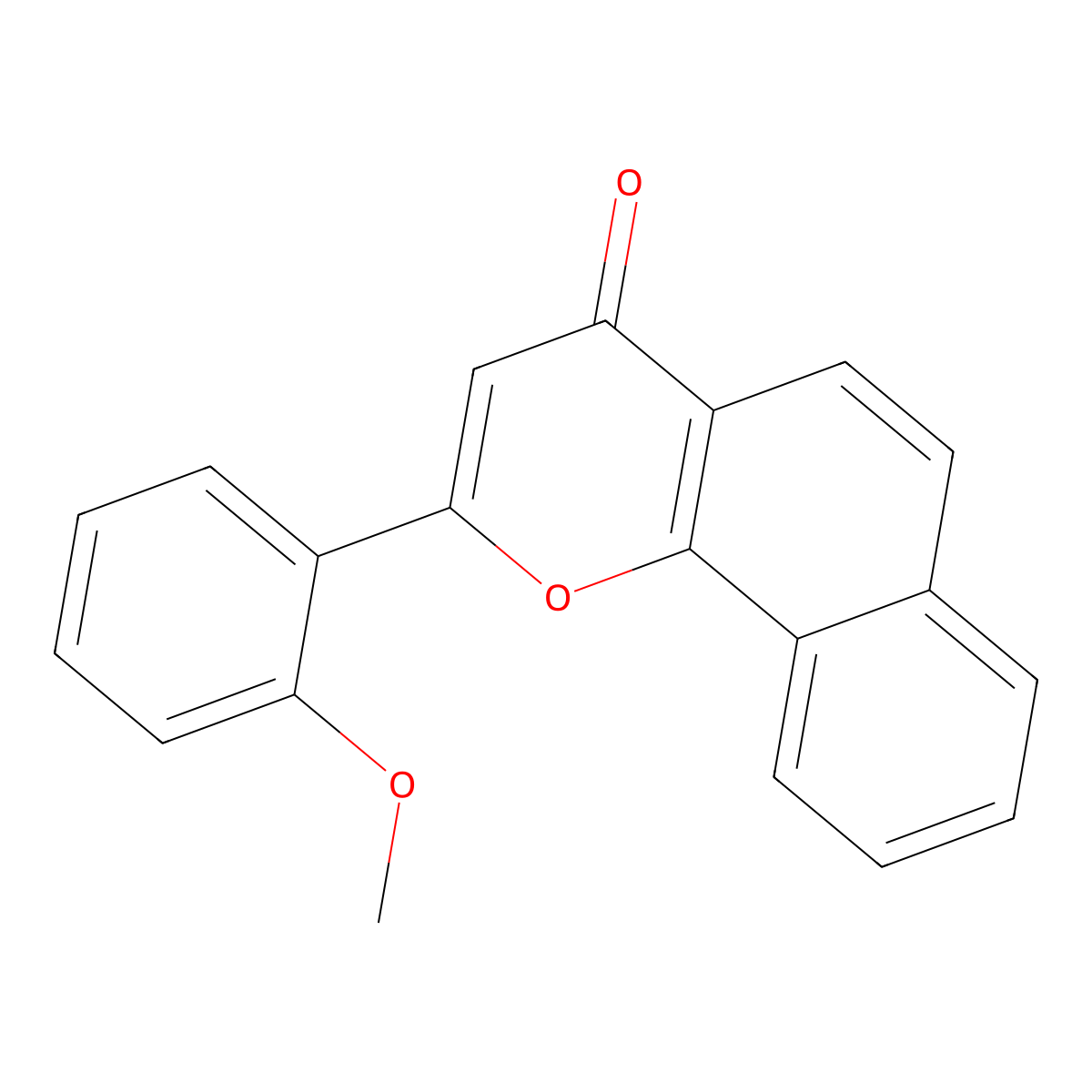 Benzo(h)chromen-4-one, 2-(2-methoxyphenyl)- molecular structure, CAS 14756-21-9