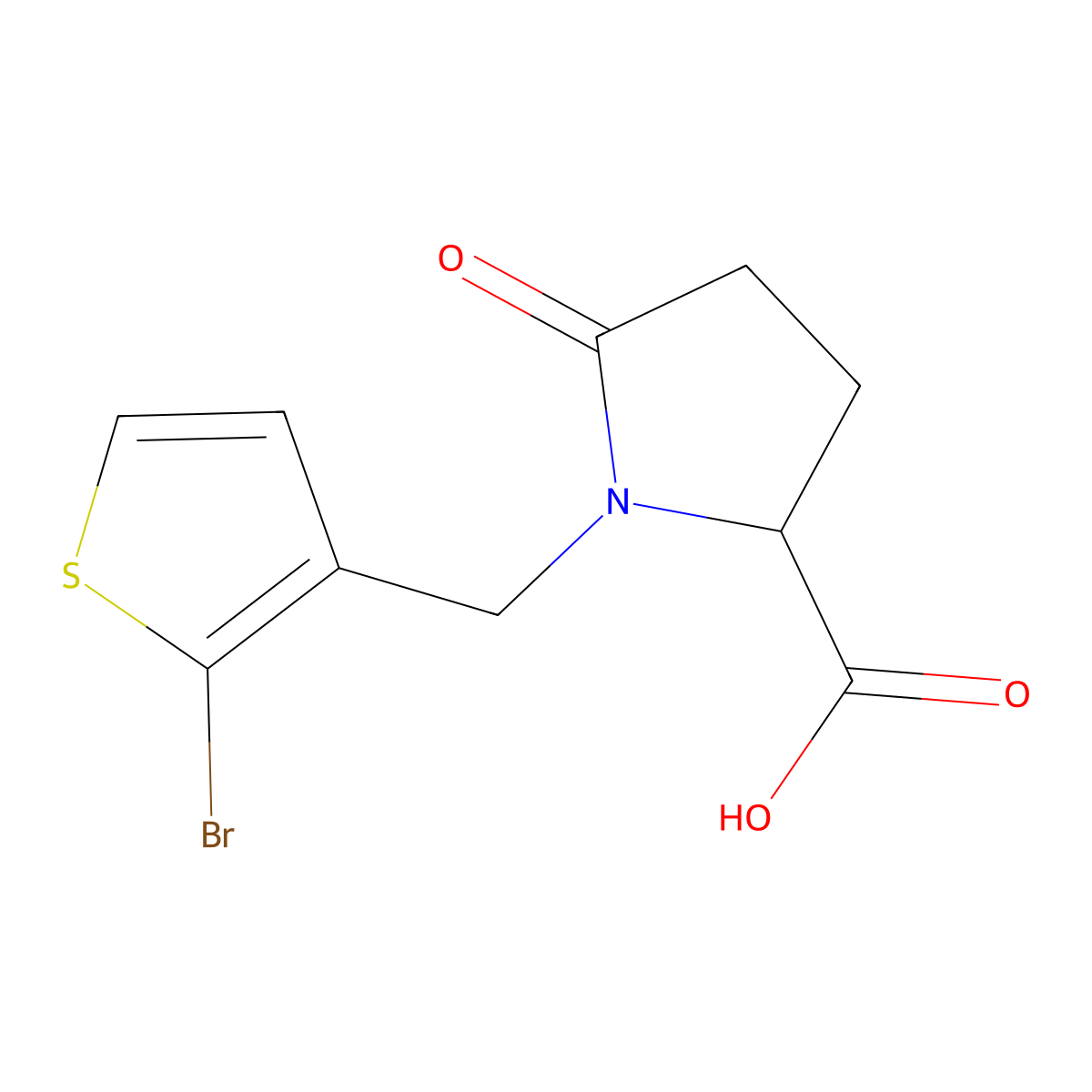 1-[(2-Bromo-3-thienyl)methyl]-5-oxoproline molecular structure, CAS 147566-96-9
