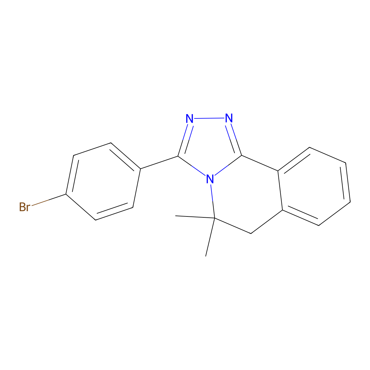 3-(4-bromophenyl)-5,5-dimethyl-6H-[1,2,4]triazolo[3,4-a]isoquinoline molecular structure, CAS 147567-57-5