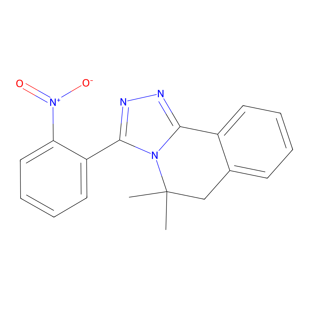 5,5-dimethyl-3-(2-nitrophenyl)-6H-[1,2,4]triazolo[3,4-a]isoquinoline molecular structure, CAS 147567-58-6